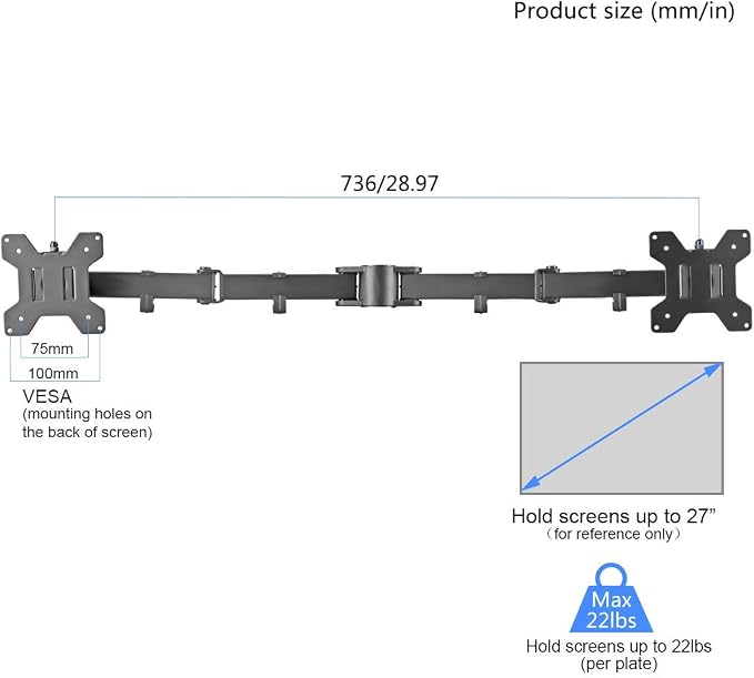 Suptek Dual Fully Adjustable Arm and Plate for Suptek Monitor Mount (MD6SB) - Image 3