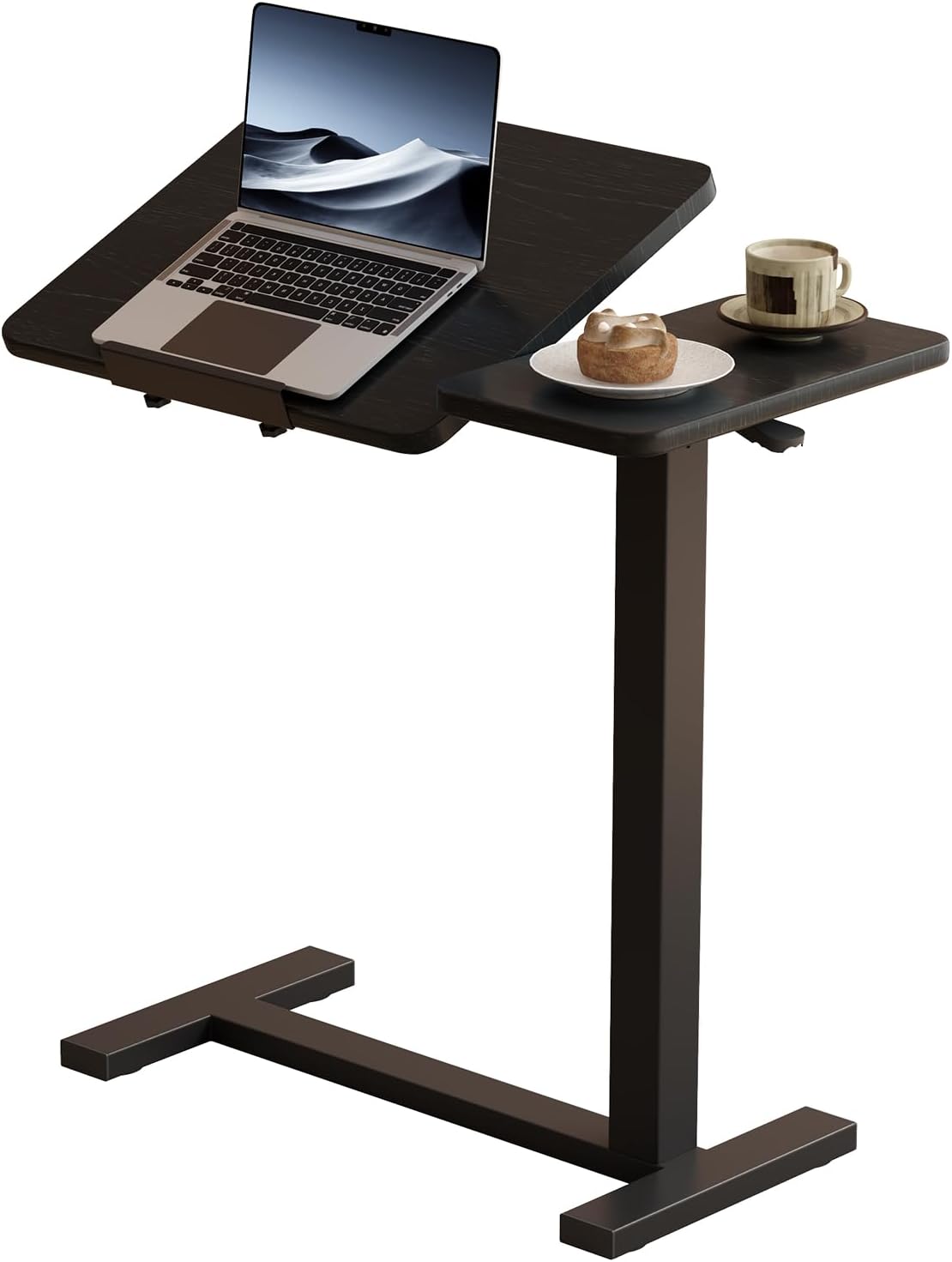 Solid Wood Hospital Bed Table with Wheels，Black - Image 9