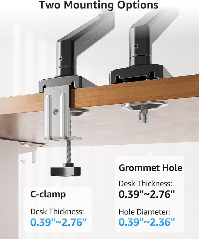 MOUNTUP Laptop Stand for Desk, 2-in-1 Monitor Mount with Laptop Tray Holds 2.2-22lbs, Adjustable Laptops Arm Mount for Max 17" Notebook & 32" Monitor, Laptops Desk Arm with Clamp/Grommet - Image 8
