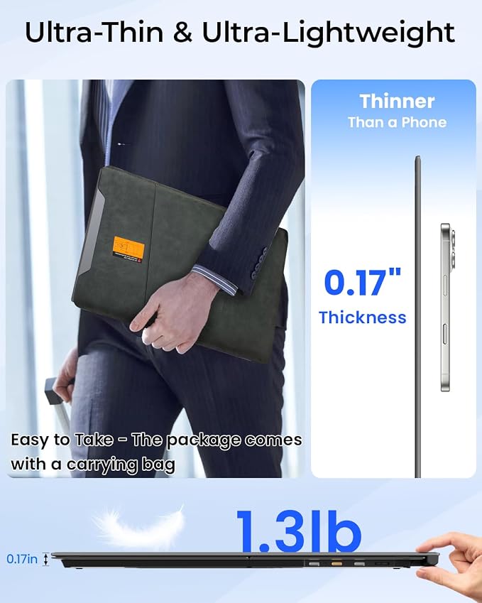 Cevaton Laptop Screen Extender, 14.1" Ultra-Slim & Lightweight Portable Monitor for 13"-17" Laptops, 1080P FHD Dual Monitor, One Cable Connection, Compatible with Wins/Mac/Android/Linux/Chrome - Image 3