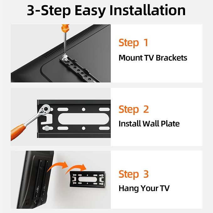 IWORBOARD 24 32 40 42 inch Fixed TV Monitor Wall Mount for 14-43 inch LED LCD Screen, Low Profile Small RV TV Mount, Easy Slim Flat Wall Bracket, Max VESA 200x200mm, 66lbs, Single Stud - Image 7