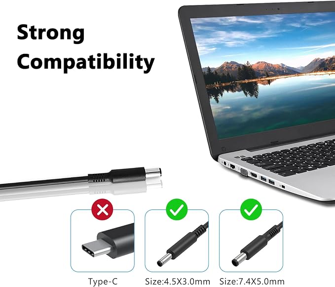LHYSFIY 65W AC Laptop Charger Compatible with Dell Inspiron 15-3000 15-5000 15-7000 17-3000 17-5000 17-7000 13-5000 13-7000 11-3000 2 in 1 Series 3558 3181 5558 5559 5567 5100 5535 Adapter Power Cord - Image 3