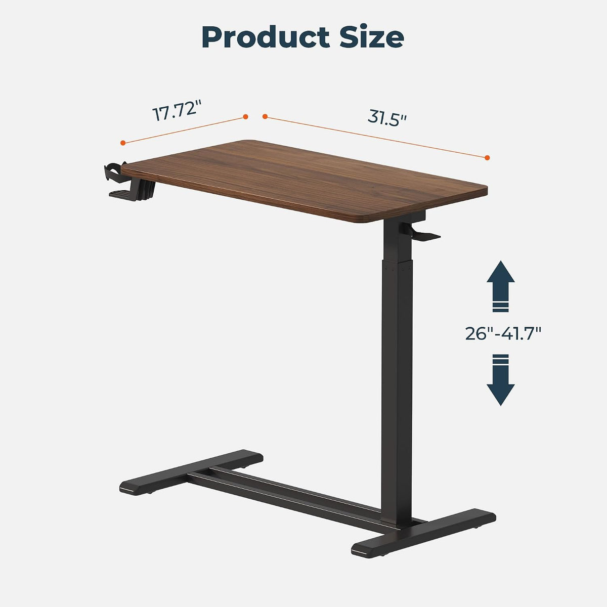 32''Large Medical Overbed Bedside Table with Wheels,Rolling Table - Image 3