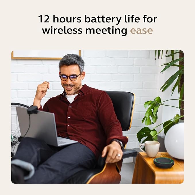 Jabra Speak2 55 Wireless Bluetooth Speakerphone (2025 Edition), Dark Grey | Portable Speakerphone, 4 Noise-Cancelling Microphones, Microsoft Teams Certified, Clear Sound for Online Meetings - Image 4