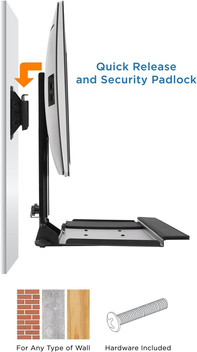 Mount-It! Monitor and Keyboard Wall Mount with CPU Holder, 13-32in Screens - Image 7