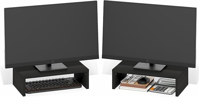 Furinno CLASSIC Monitor Stand Riser Set of 2, 15.7" Wide Dual Monitor Riser, Stackable Separable Laptop Stand for Desk, Desktop Organizers and Accessories, for Office Supplier, Espresso - Image 9