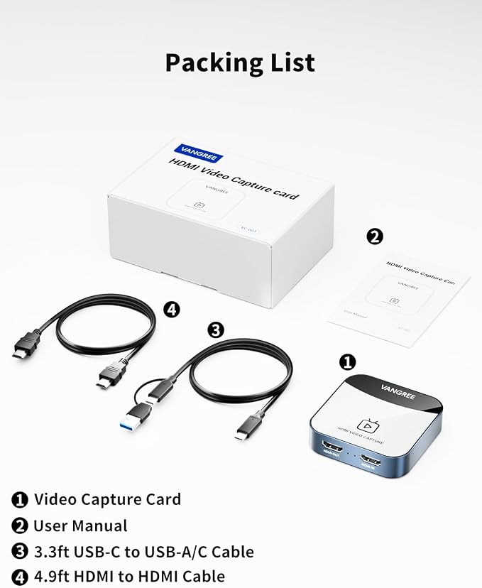 Capture Card for Nintendo Switch, 4K HDMI Capture, USB C 3.0 1080P 60FPS | Audio Video Recorder, low latency, streaming accessories, USB capture card for streaming/gaming, for PS5/Xbox/OBS/Camera/PC - Image 9
