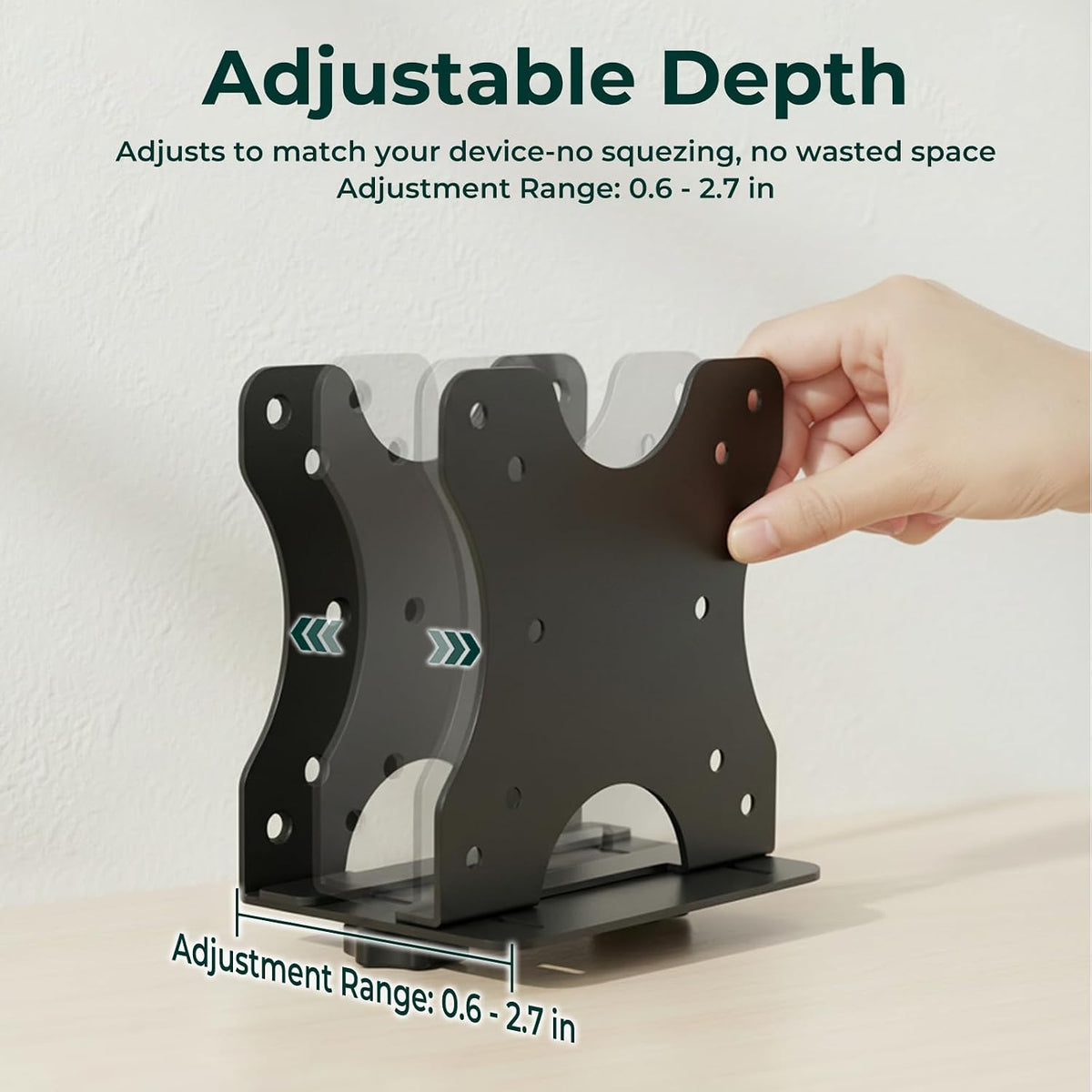 Adjustable Mini PC Vesa Mount Bracket Behind Monitor, Under Desk, Attached to Monitor Arm, Wall or Stand Pole for HP, Dell, KAMRUI, Mac Mini, GMKtec, Cable Boxes, Wi-Fi Routers and Small CPUs - Image 4