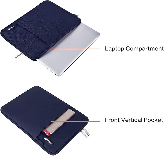 MOSISO Laptop Case 13.3 inch, 13-13.3 inch Laptop Sleeve Bag with Pocket | Compatible with MacBook Air/Pro 13/Pro 14 M5 M4 M3 M2 M1, HP Dell ASUS Lenovo, Polyester Vertical Computer Bag, Navy Blue - Image 4