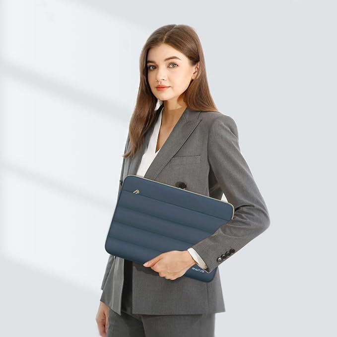MOSISO Laptop Case 16 inch, 15-15.6 inch Puffy Laptop Sleeve Carrying Case | Compatible with MacBook Pro 16, HP Dell ASUS Acer Toshiba Lenovo, Polyester Horizontal Bag with Small Case, Haze Blue - Image 6