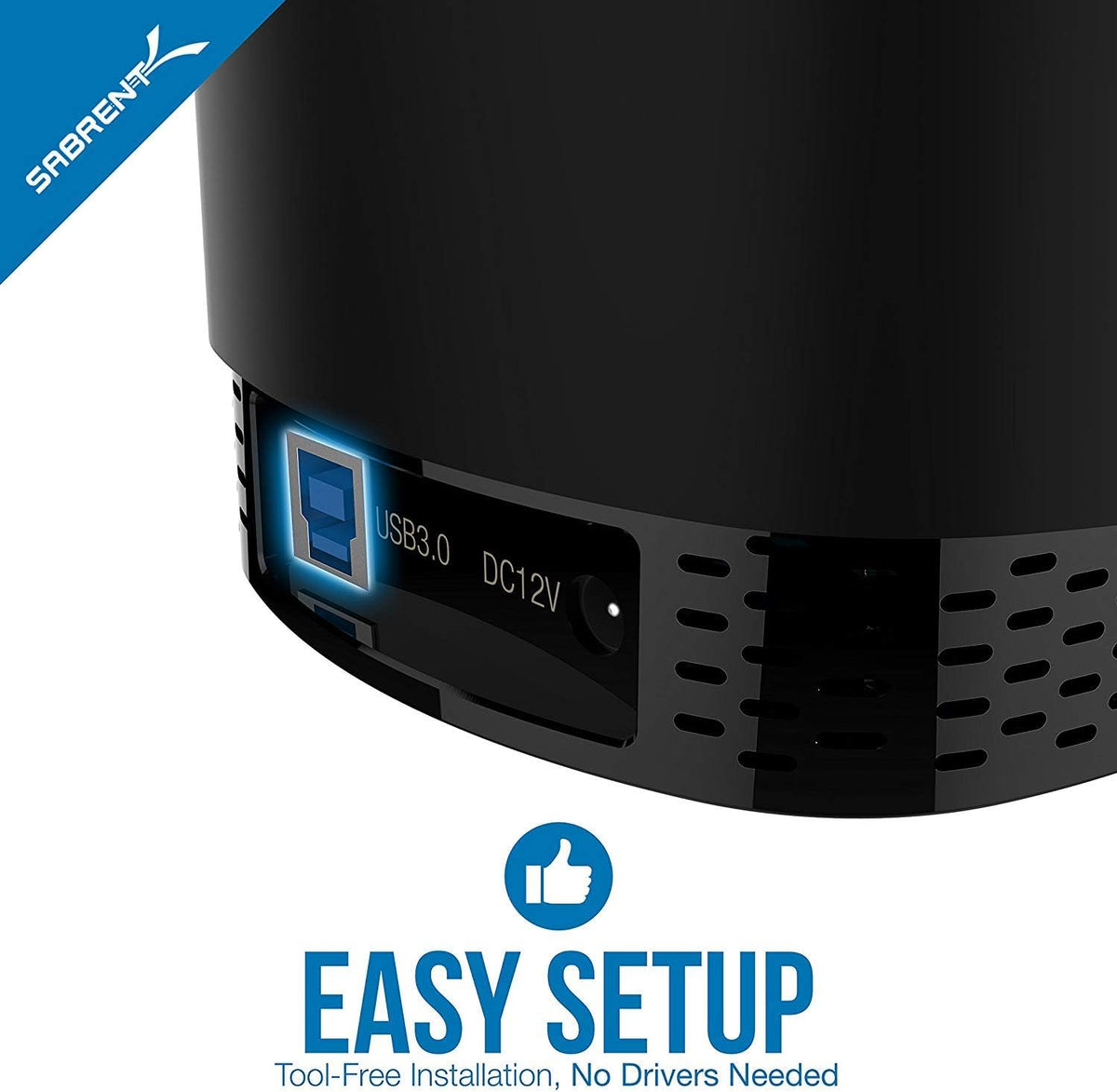 SABRENT USB 3.0 4-Bay 2.5in SATA SSD/HDD Docking Station, Fan (DS-4SSD) - Image 5