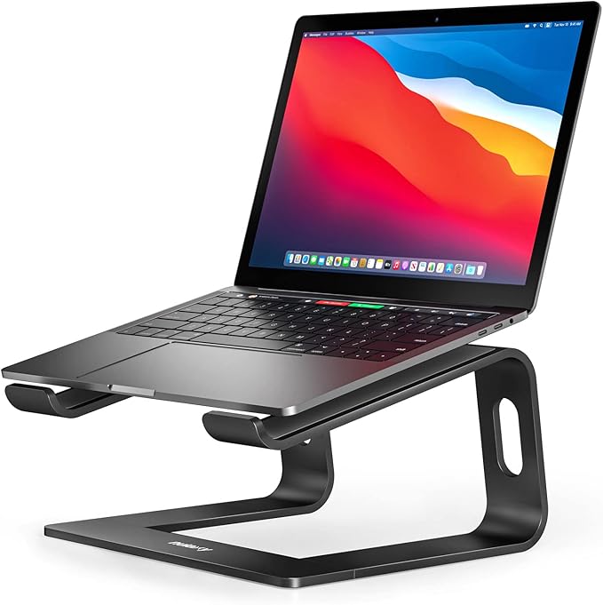 Nulaxy Full Aluminum Laptop Stand, Stable Support to 22 lbs, Black | Detachable for Portable Storage, Easy Setup, Saves Desk Space, Compatible with 10-16 Inch Laptops, Office Desk Accessories by Nulaxy