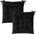 Set of 2 Chair Cushions for Dining Chairs with Ties, Indoor Non-Slip Kitchen Chair Pad and Dining Room Seat Cushion Mat for Office Living Room Outdoor 15.5" - Black by MissSoul