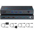 USB-C KVM Switch 3 Monitors 2 Laptops MST Dual USB-C Docking Triple Monitor by DXchip