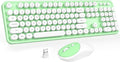 MOFII Wireless Keyboard and Mouse Combo, 2.4GHz Full Size Typewriter Keyboard Round Keys, USB Receiver for Laptop, PC, Desktop, Windows (Green White) by MOFII