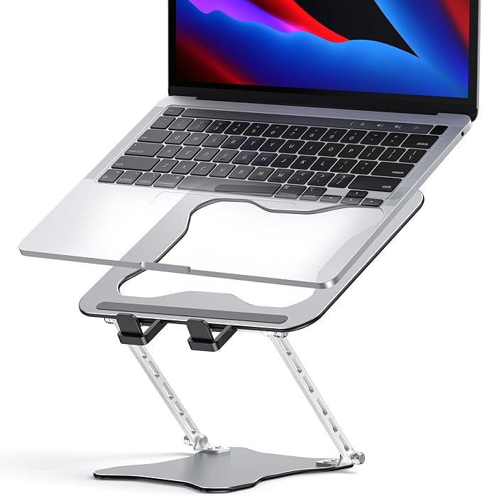 OMOTON Portable Laptop Stand, Ultra-Slim Height Adjustable Laptop Riser | Non-Slip Silicone Pads, Ventilated Laptop Holder, Compatible with10-15.6" MacBook/Dell/HP, Fits Travel & Office by OMOTON