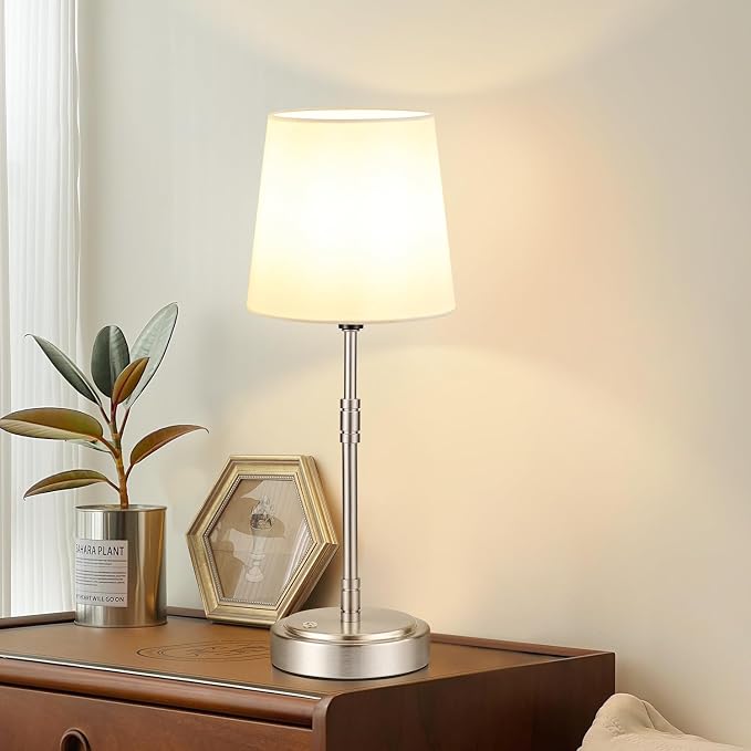 Cordless Table Lamps Set of 2 – Battery Operated Lamp with 7500mAh Rechargeable Battery, Stepless Dimmable Vintage Brushed Nickel Touch Desk Lamps for Dining Room, Nightstand & Patio (Bulbs Included) - Image 7