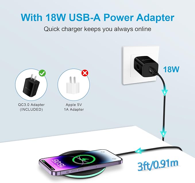 Pixel 10a Wireless Charger Pad, 15W Fast Wireless Charging Pad with Adapter | for Google Pixel 10 9 Pro Fold/9a/8a/7a, iPhone 17e 16 15 14 Pro Max, Samsung Galaxy S26 S25 FE Z Flip8 7 S25 Edge S24 FE - Image 4