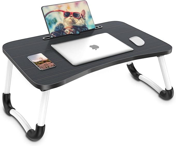 Zapuno Laptop Bed Desk, Foldable Laptop Tray Table with Tablet Slot, Lapdesk Laptop Stand for Bed Portable Standing Table for Bed Couch Floor by Zapuno