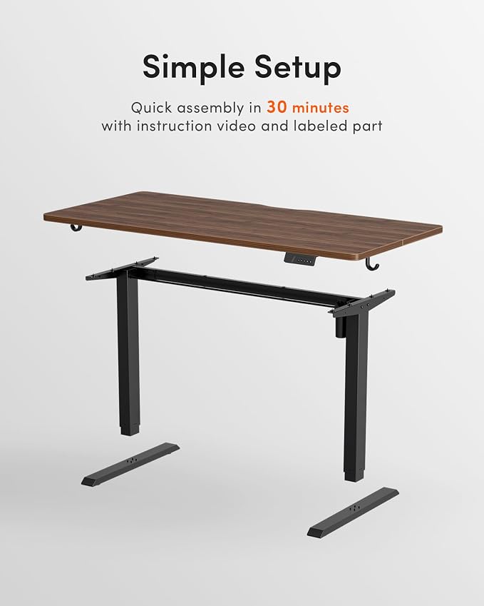 DESINO Standing Desk, 32 × 19 Inches Electric Height Adjustable, Sit and Stand Up, Computer Office Desk with Splice Board, Black Frame/Black Walnut TOP - Image 6