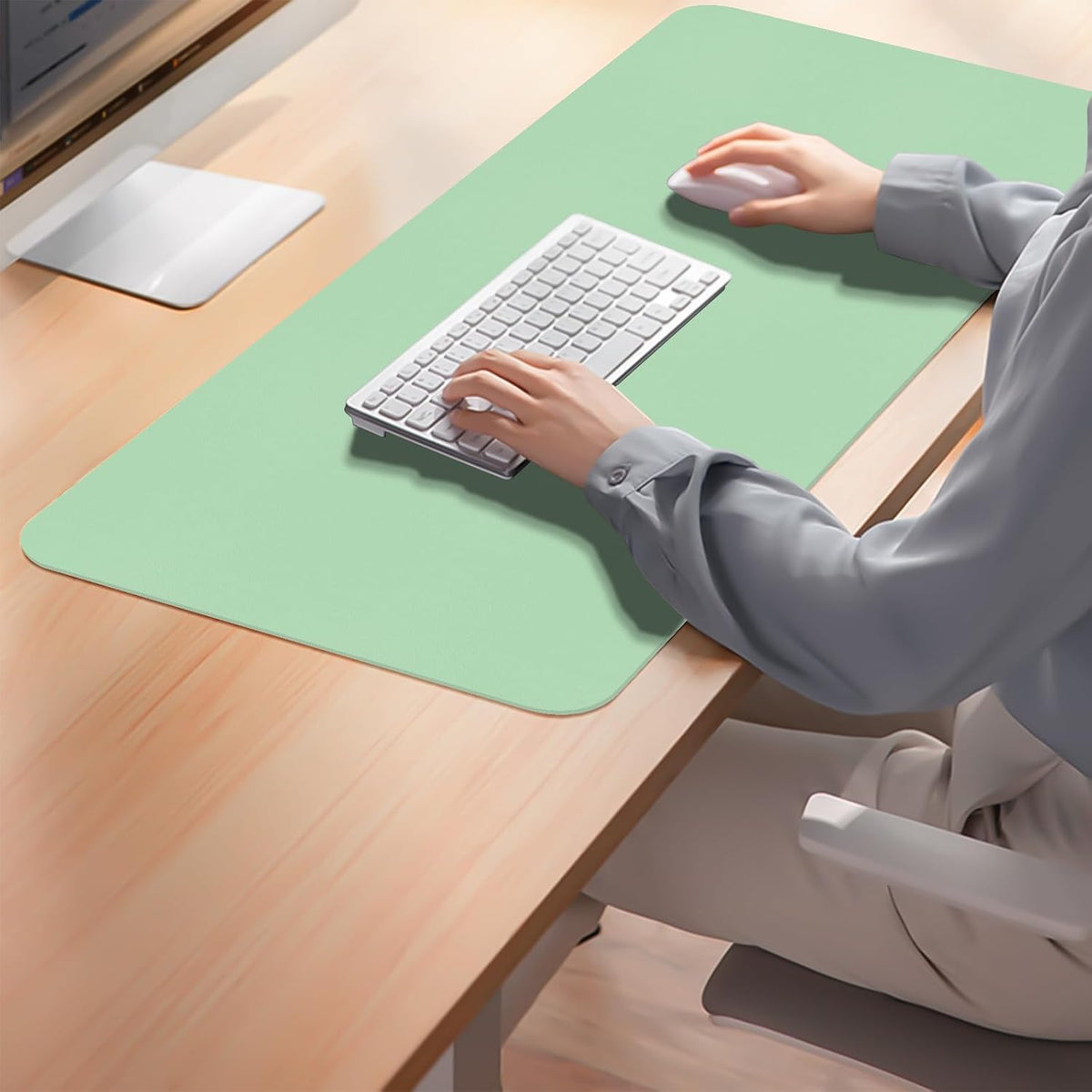 Leather Desk Pad Mat, Green Desk Mat, 23.6" x 13.7" - Image 5
