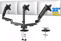 Rfiver Triple Monitor Arm Desk Mount for 17-32" Screens, VESA 75/100mm | Holds up to 19.8lbs per Arm, Full Motion Tilt, Swivel, 360 Rotation, Extra Tall Pole, C-clamp/Grommet Base by Rfiver