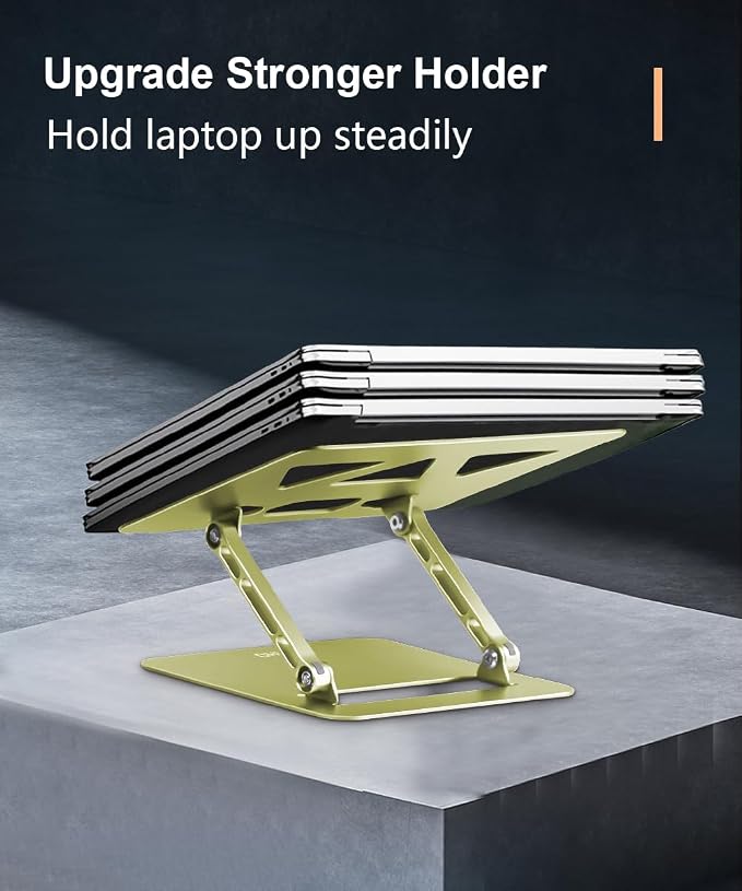 Aoviho Laptop Stand for Desk,Adjustable Laptop Stand Holder and Riser,Foldable Aluminum Notebook Computer Stands for MacBook Air Pro HP Lenovo Dell Samsung Chromebook, 10-15.6 inch,Yellow Green - Image 5