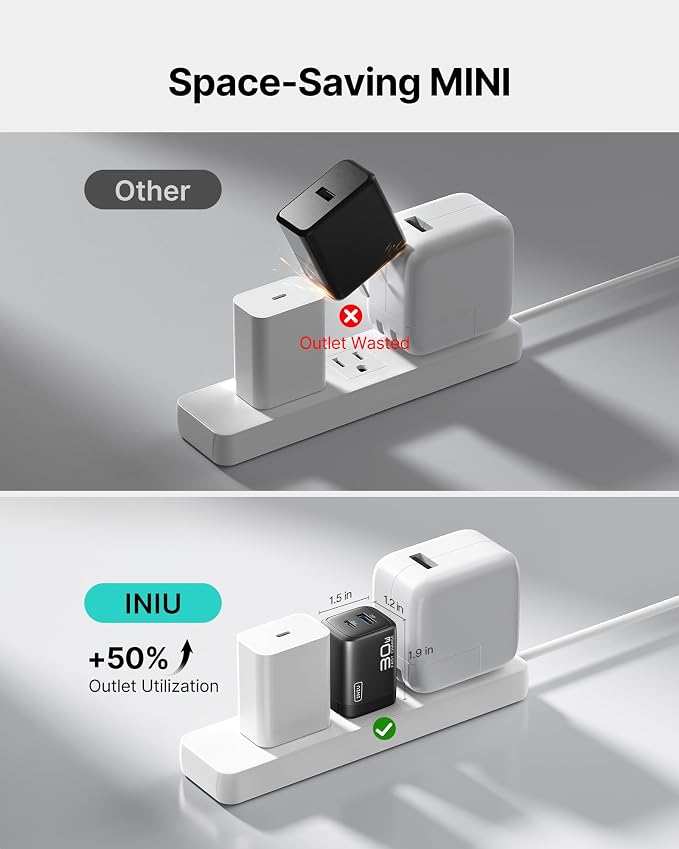 INIU Mini USB C Charger, 30W GaN Fast Charging ETL Certified Wall Adapter Block with Smart Phone Protection, Dual Port with 5ft Type C Cable for iPhone 17 iPad Samsung Google Switch etc [1-Pack Black] - Image 4