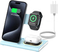 3 in 1 Foldable Wireless Fast Charging Station for Apple Multiple Devices | iPhone Charging Station for iPhone 17, Travel iWatch Charger Stand, Light Nightstand Charging Dock for Apple Watch/Airpods by Aresh