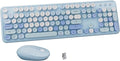 Colorful Wireless Keyboard and Mouse Combo Blue Colorful | Full-Sized Office Keyboard with Typewriter Flexible Keys, 2.4GHz Dropout-Free Connection, Optical Mouse for PC Laptop by FCPLU