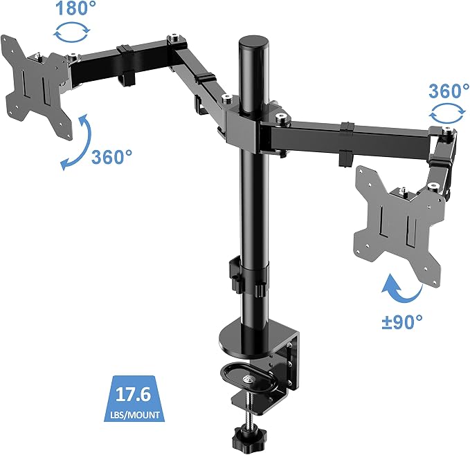 Rocelco 37.5" Height Adjustable Standing Desk Converter with Dual Monitor Mount and Slide Out Retractable Keyboard Tray - Sit Stand Up Double Screen Tabletop Riser Workstation - Gray (R DADRG-DM2) - Image 4