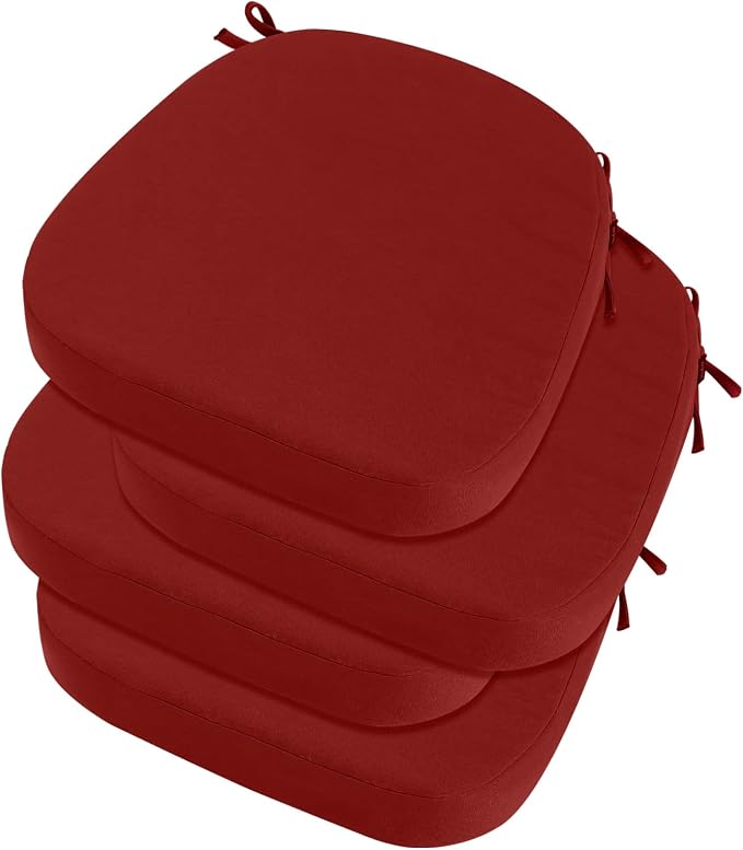 idee-home Outdoor Chair Cushions Set of 4, 19" x 19" D-Shaped | Thick Outdoor Seat Cushions Waterproof Patio Furniture with Ties Dining Pads by idee-home