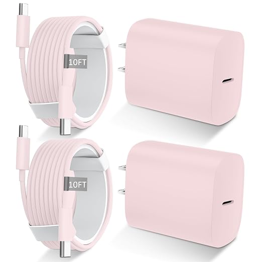 Phone 17 16 15 Charger Fast Charging Type C Chargers USB C Fast Charger Block & Phones 17 Charger Cord 10FT Long USB C Charging Cable for i.Phone 17/17 Pro/17 Pro Max/Air/Phone 16 15 Pro Max,Pink by DiHines