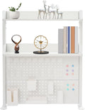 Office Clamp On Desk Shelf with Pegboard (White, 31.5, Inches) by REHOUPTU
