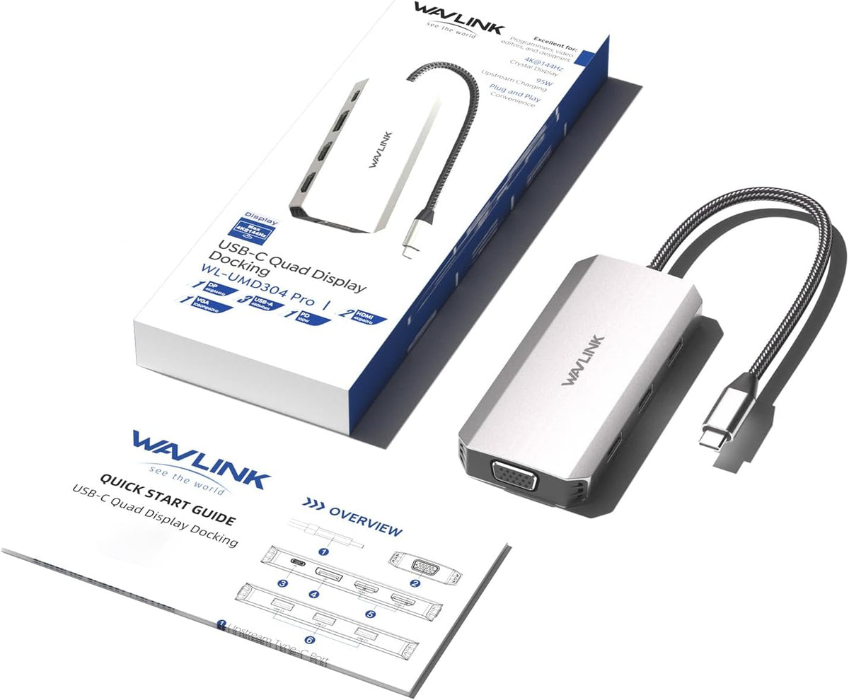 WAVLINK Laptop Docking Station, Quad Monitors, Dual HDMI, DisplayPort, VGA - Image 9