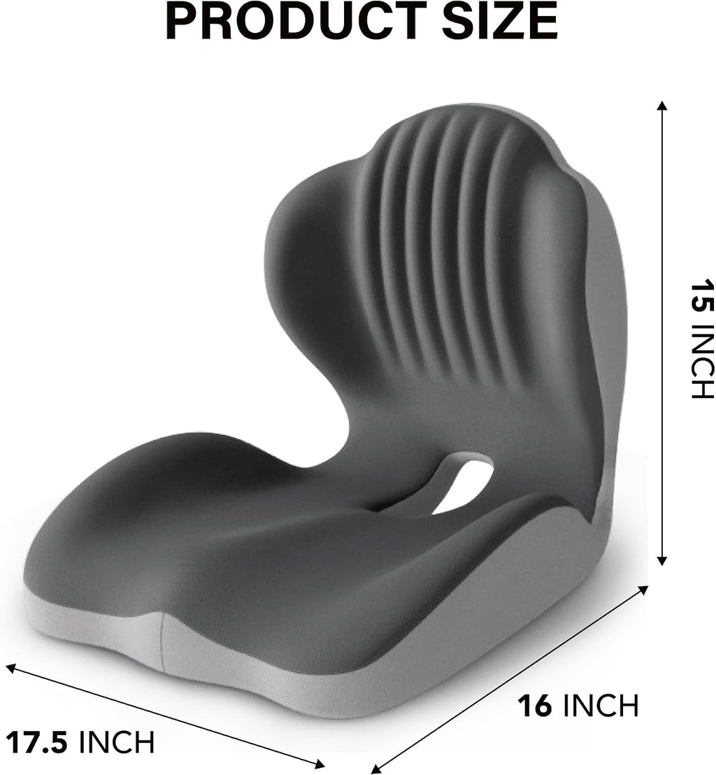 Memory Foam Seat Cushion with Lumbar Support, L-Shaped, Gray - Image 9