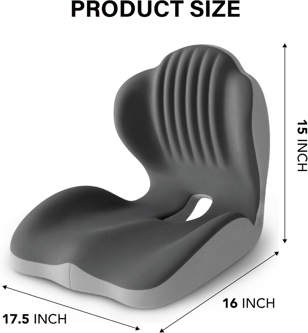 Memory Foam Seat Cushion with Lumbar Support, L-Shaped, Gray - Image 9
