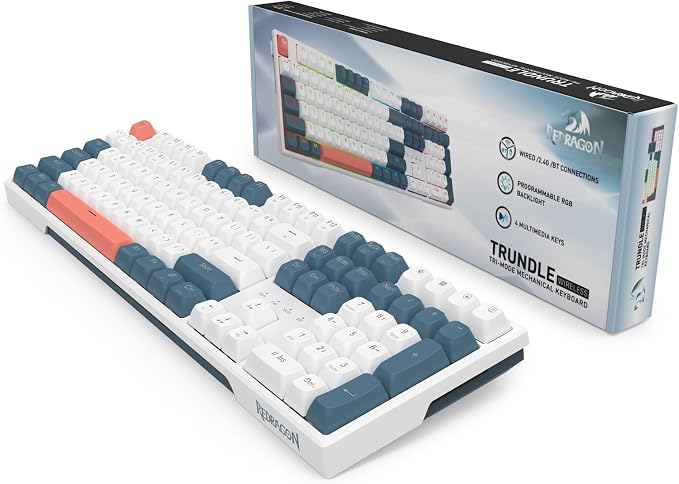 Redragon K668 PRO Wireless 108-Key Gasket RGB Gaming Keyboard, 4 Hotkeys | Extra Shortcut Keys, 0-Delay Tri-Mode, Cushioned Noise Dampening for Creamy Thocky Sound, Unfaded PBT Keycaps, PRO Software - Image 7