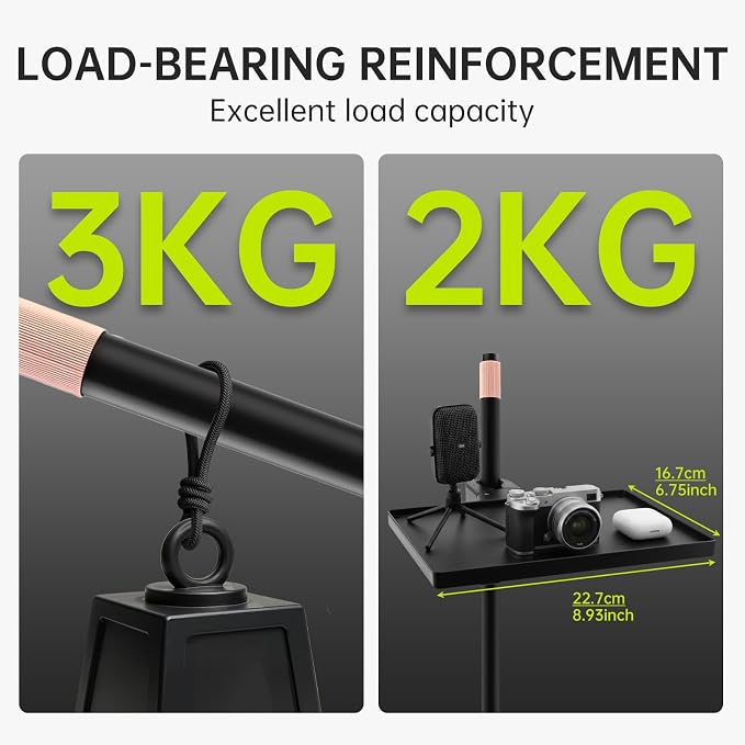 Extendable Camera Desk Mount w Detachable Tray for DSLR Live Stream Vlog | 17.7-28.74" Adjustable height. 8.93"x6.75" Tray holds 4.4lb. 1/4" Ball head 360° rotation.Fits desks up to 2.36". Tool-free - Image 7