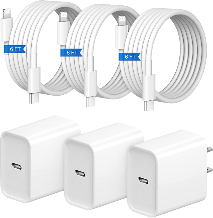 iPhone Charger Fast Charging 3+3Pack 20W USB C Charger with Lightning Cable | For iPhone 14/13/12/11/Pro/Pro Max/Mini/Xs Max/XR/X, iPad by STAMISH