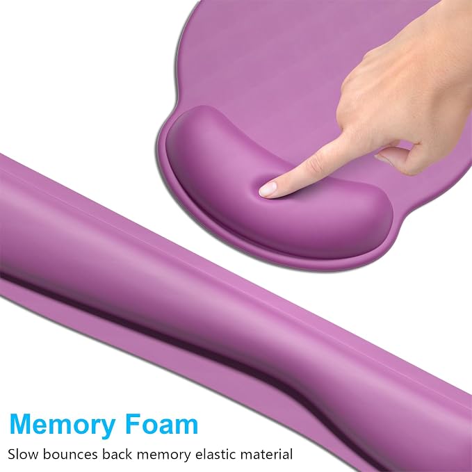 Dapesuom Keyboard Wrist Rest and Mouse Pad with Wrist Support, Cute Memory Foam Cushion for Keyboard and Mouse Set, Desktop Pad Rests with Non Slip Base for Easy Typing & Pain Relief, Radiant Orchid - Image 3