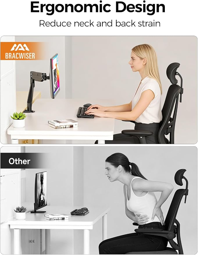 Monitor Mount 17-35 Inch Adjustable Gas Spring Desk Mount Stand Hold up to 24.25lbs with Clamp/Grommet Mounting Base (MD82) - Image 7