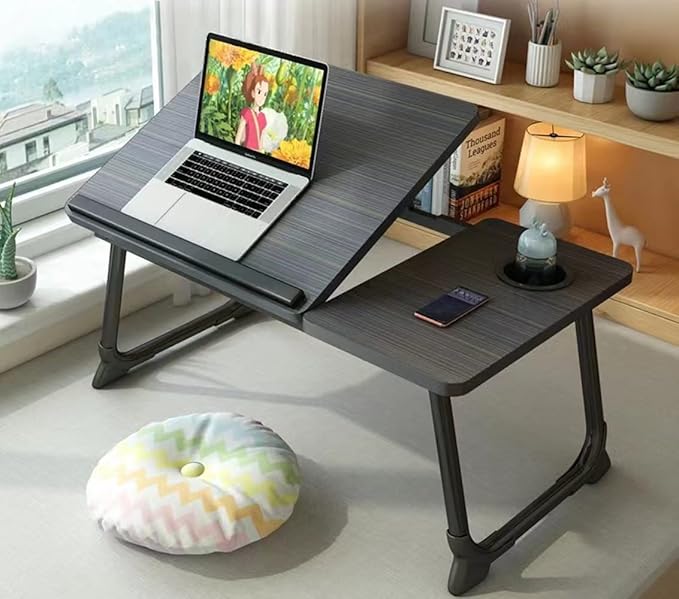 Laptop Desk for Bed Couch,Lap Desk for Laptop,Portable Laptop Stand for Desk,Small Adjustable Laptop Desk,Foldable Bed Table for Laptops and Writing, Bed Tray Table with Cup Holder(Black) by LaptopDeskforBed