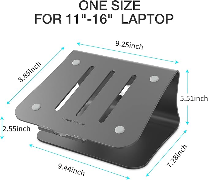 Laptop Stand Aluminum Cooling Computer Stand Holder for Apple MacBook Air Pro 11-16" Laptops (Gray) - Image 2
