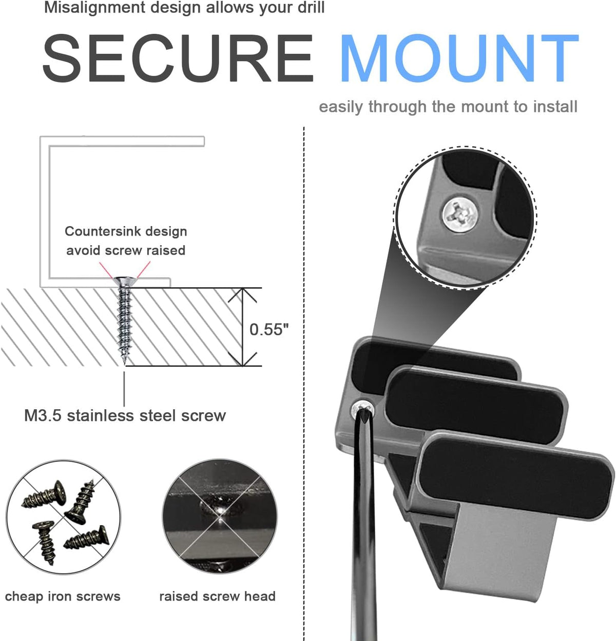 IFCASE 2 Tier Heavy Duty Metal Under Desk Laptop Mount (Silver) - Image 4