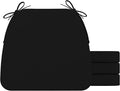 AAAAAcessories D-Shaped Chair Cushions, 2" Thick Dining Chair Pads with Ties and Removable, Machine-Washable Cover, 17" x 16", Set of 4, Black by AAAAAcessories