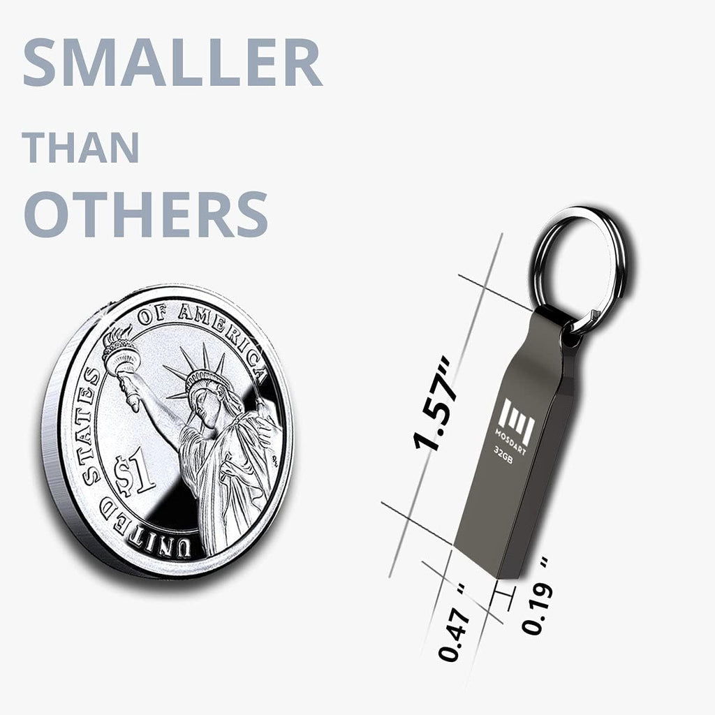MOSDART 2pcs 32GB Metal USB 2.0 Flash Drive Waterproof with Keychain,Gray - Image 4