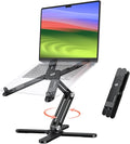 OMOTON LA10 360° Rotating Laptop Stand Riser Foldable for Desk, Black | Aluminium Aolly, Adjustable Height Angles, Collaborative Work, Easy Storage, Fits Laptops up to 17", for MacBook Pro/Air HP by OMOTON