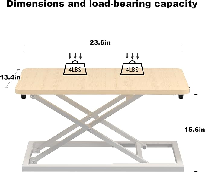 Decoholic 24 inch Height Adjustable Standing Desk Converter（Light Wood | Scissors Lift Keyboard and Mouse Riser Computer Keyboard Stand for Desktop,Keyboard Riser for Stand Up Desk Riser - Image 3