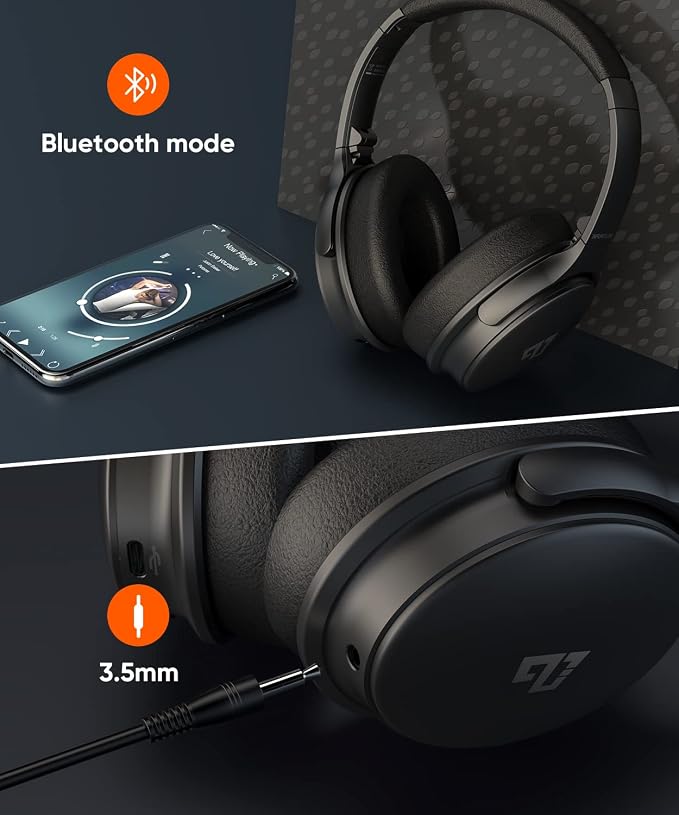 INFURTURE Over Ear Headphones Active Noise Cancelling Headphones, H1 Wireless Bluetooth Headset, Deep Bass Headset, Low Latency, 90H Playtime, Foldable Headphone for Sport Running Cool Gadgets Gift - Image 5